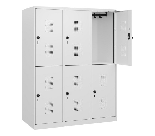 C+P Doppelstöckiger Spind Evolo PLUS, 6 Fächer, 1530x1200x500mm, 9016/9016, Drehriegel, 0493005-32 S10023