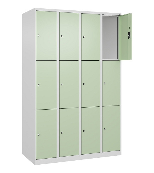 C+P Schließfachschrank Evolo PLUS, 12 Fächer, 1850x1200x500mm, 9016/6019, Abteile 4, Abteilbreite 300 mm, 049000-403 S10019