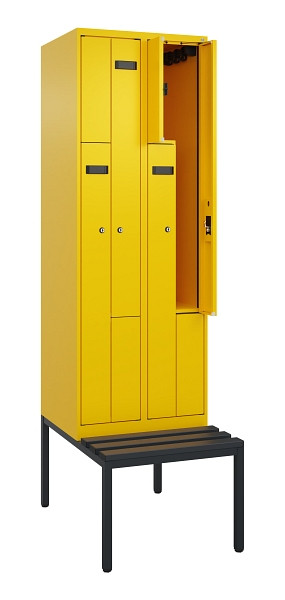 C+P Z-Spind Evolo PLUS, Bank, 4 Fächer, 2120x600x815mm, 1023/1023, Zylinderschloss, Sitzfläche Kunststoff, Sitzbank, 0490537-204 S10103