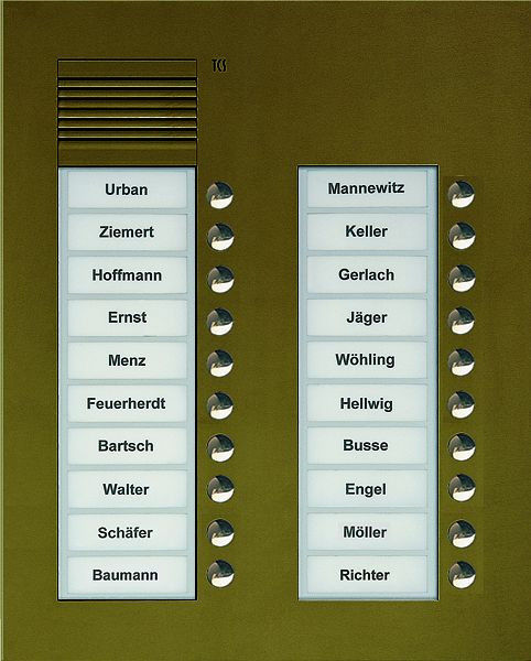 TCS Audio Außenstation Serie PUK 20 Klingeltasten (rechtsbündig), 2-spaltig, UP bronze, PUK20/2-EB
