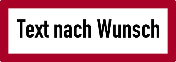 Schilder Klar Brandschutzzeichen mit Text nach Wunsch, 594x210x2 mm Aluminium 2 mm, reflektierend Typ I, 912/24