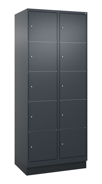 C+P Schließfachschrank Classic PLUS, Sockel, 2 Abteile mit je 5 Fächern, 1950x800x500mm, 7016/7016, 080020-225 S10015