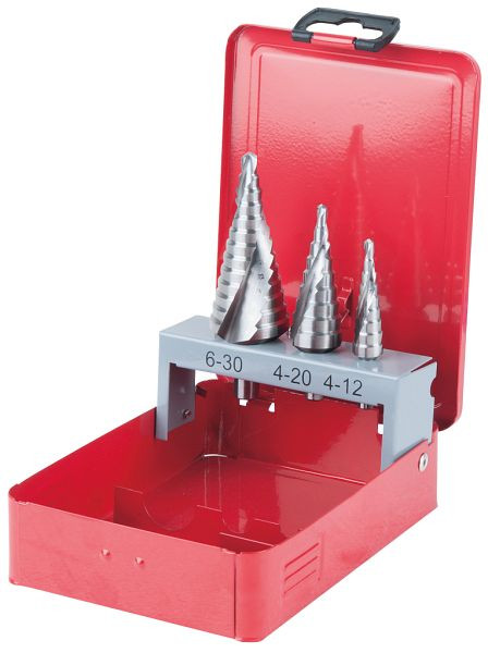 KS Tools HSS Co 5 Stufenbohrer-Satz, Stahlblechkassette 3-teilig, 330.2413