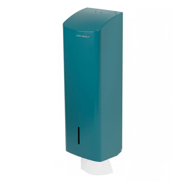 Air Wolf WC-Papierspender, Einzelblatt XXL, blau-grün RAL 5021, frei befüllbar mit bis zu 750 Blatt WC-Papier, 60-411