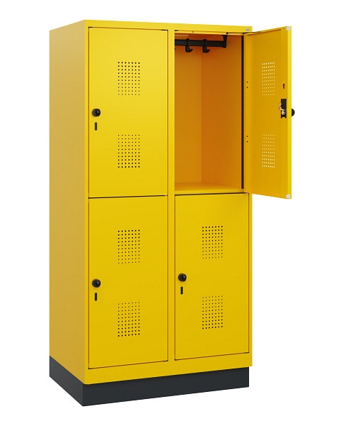 C+P Doppelstöckiger Spind Evolo PLUS, Sockel, 4 Fächer, 1630x800x500mm, 1023/102, Drehriegel, 0493205-22 S10027