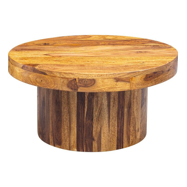 Wohnling Couchtisch 60x30x60 cm Sheesham Massivholz, Rund, Braun, WL5.963
