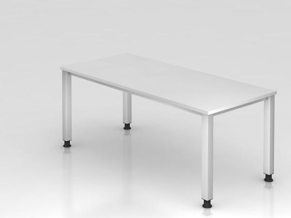 Hammerbacher Schreibtisch 4-Fuß eckig 180x80cm Weiß, Rechteckform, VQS19/W/S