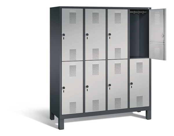 C+P Spind doppelstöckig Evolo, H1850xB1590xT500mm, Farbe: Schwarzgrau / Weißaluminium, 48310-42 S10107