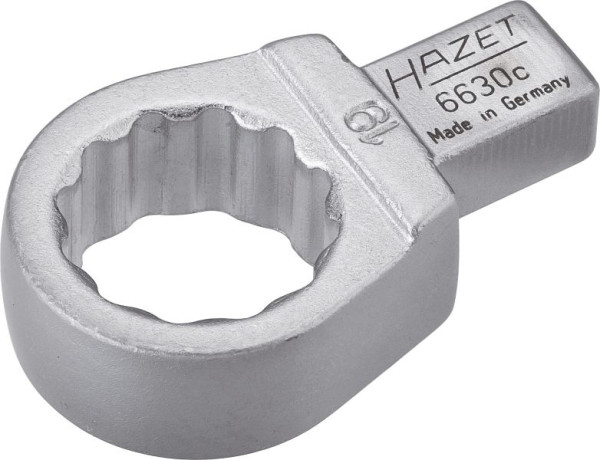 Hazet Einsteck-Ringschlüssel, Einsteck-Vierkant 9 x 12 mm, Außen-Doppel-Sechskant-Tractionsprofil, 19 mm, 6630C-19