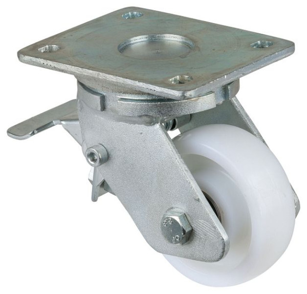 BS Rollen Schwerlastrolle mit Rad-/Feststeller, Breite 37 mm, Ø100 mm, bis 400 kg, Lauffläche/Radkörper Kunststoff, Kugellager, RR120.B15.101