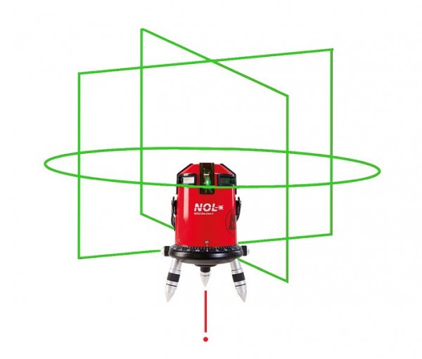 NESTLE Octoliner G mit grünem Laserstrahl Linienlaser mit 360° Horizontalline, 4 Vertikallinien, Lotpunkt unten, IP54, 16114001