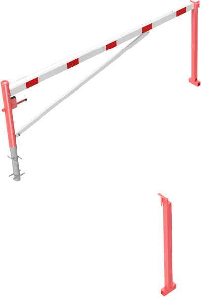 Schake Drehschranke 3,50m, mit Dreikantverschluss, Seilzugverstärkung, Drehpfosten: Ø 102mm, 2 Stück Auflagepfosten 70x70mm, zum Einbetonieren, 4213_35FB