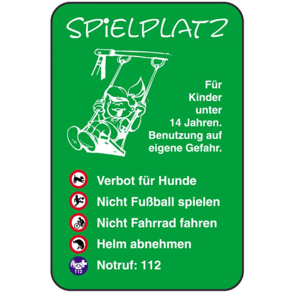 Stein HGS Spielplatzschild, SPIELPLATZ Für Kinder unter 14 Jahren - Benutzung auf eigene Gefahr,400 x 600mm, 14856