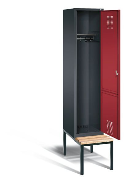 C+P Garderobenschrank Evolo, H2090xB420xT815mm, Farbe: Schwarzgrau / Rubinrot, 48050-12 S10052