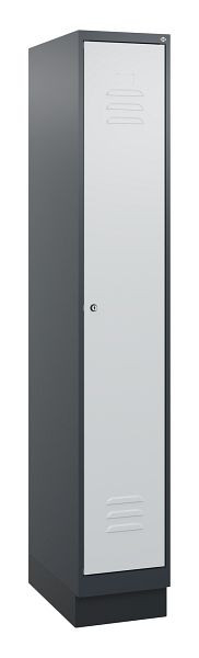 C+P Umkleidespind Classic PLUS mit Mitteltrennwand, Sockel, 1800x300x500mm, 7016/7035, Zylinderschloss, 0800207-10F S10028