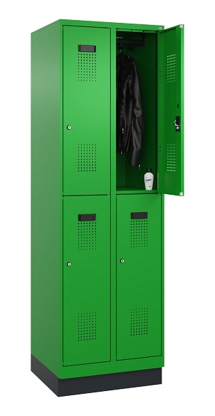 C+P Doppelstöckiger Spind Evolo PLUS, mit Sockel, 4 Fächer, 1950x600x500mm, 6037, Zylinderschloss, 049320-20 S10053