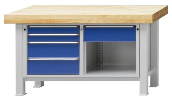 ANKE Werkbänke Schwerlastwerkbank, Modell 118 VS, 1500 x 800 x 900 mm, RAL 7035/5010, BMP 100 mm, 320.017