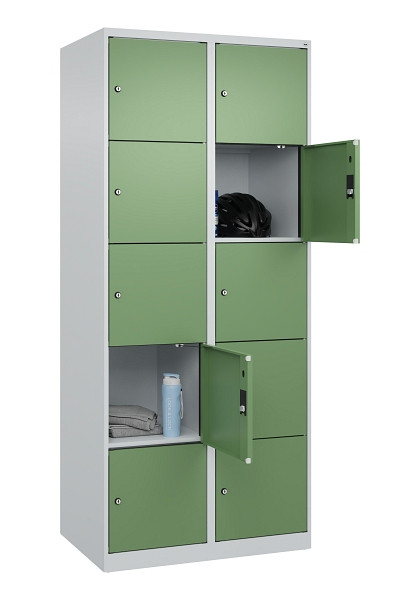 C+P Schließfachschrank Evolo PLUS, 10 Fächer, 1850x800x500mm, 7035/6011, 049000-225 S10010
