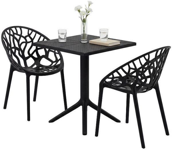 CLP Gartenmöbel-Set Neriva mit 2 Stühlen, schwarz, 328111
