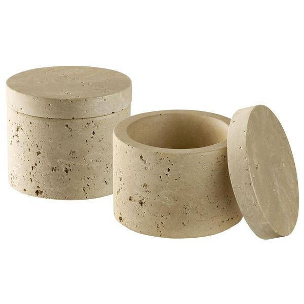 APS Dose MINERA - Beton, Ø 6 cm, H: 5 cm, 40 ml, Travertinoptik, Unikat (Farb + Form kann minimal abweichen), VE: 2er-Set, 15918