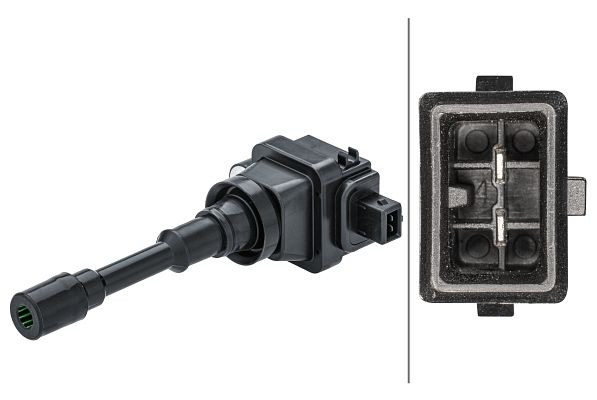 HELLA Zündspule, 12V, 2-polig, Kerzenschachtzündspule, Bajonett, 5DA 358 168-451