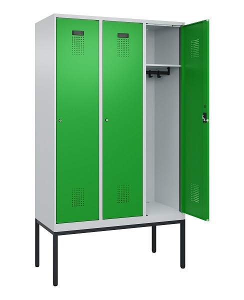 C+P Spind Evolo PLUS, Gestell, 3 Abteile, 2120x1200x500mm, 7035/6037, Verschluss Zylinderschloss, Ablageböden 3, 0490307-32 S10038