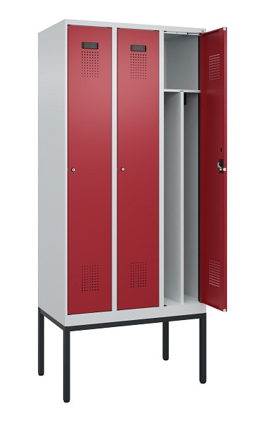 C+P Spind Evolo PLUS, Gestell, 3 Abteile, 2120x900x500mm, 7035/3003, Verschluss Zylinderschloss, 0490307-30F S10031