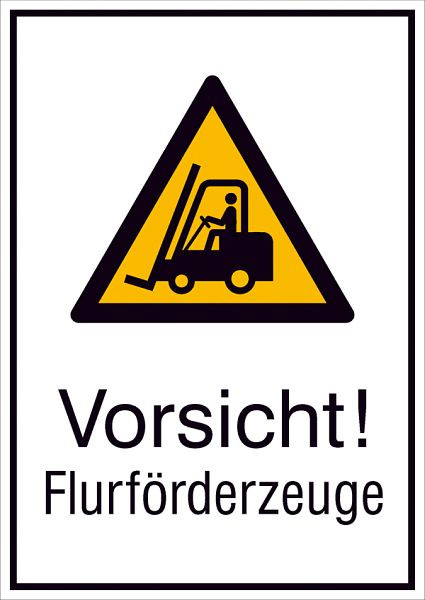 SafetyMarking Warn-Kombischild, Vorsicht! Flurförderzeuge, BxH 13,1x18,5 cm, Folie, selbstklebend, 21.A8050