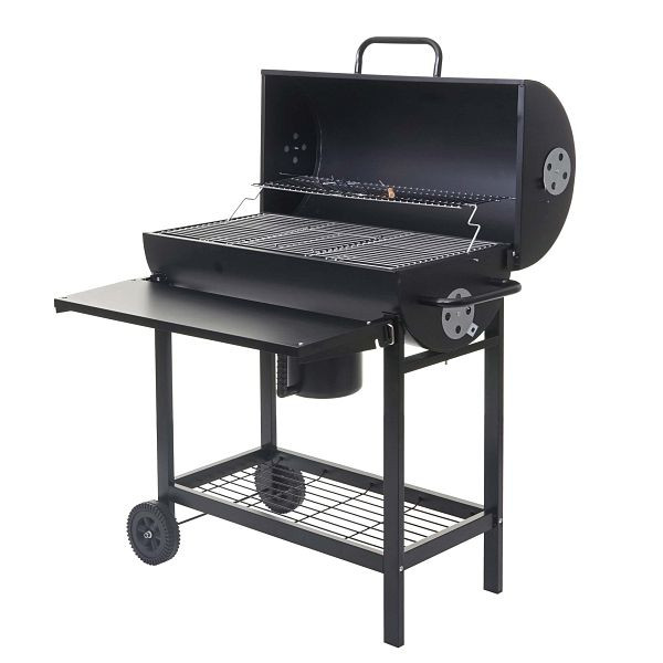 Mendler Grillwagen HWC-F70, Holzkohlegrill Standgrill Gartengrill mit Deckel Ablage, Stahl 103x93x70cm schwarz, 70351