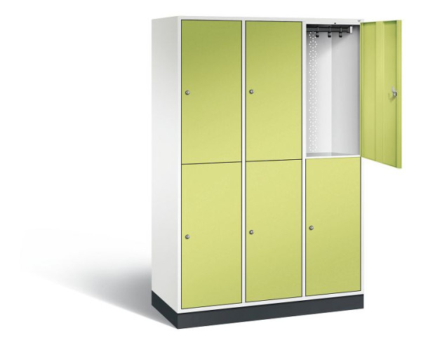 C+P Spind doppelstöckig XL Intro, H1950xB1220xT490mm, Farbe: Verkehrsweiß / Viridingrün, 8270-302 S10074