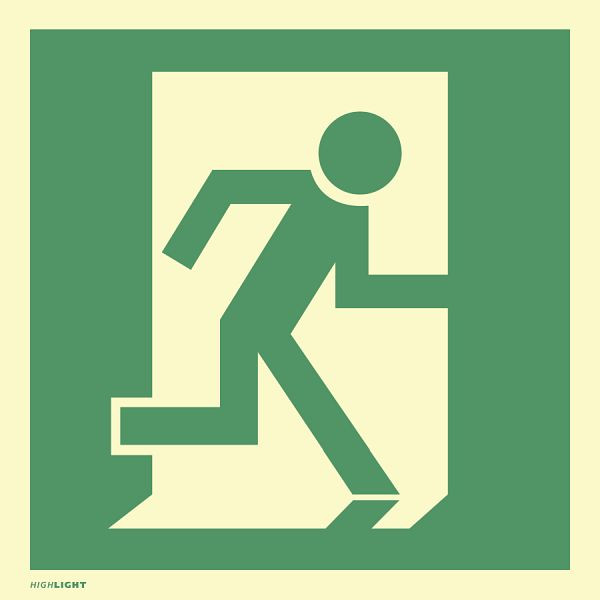 Moedel Notausgang/Rettungsweg rechts, Folie, langnachleuchtend, 160-mcd, 200x200 mm, 60458