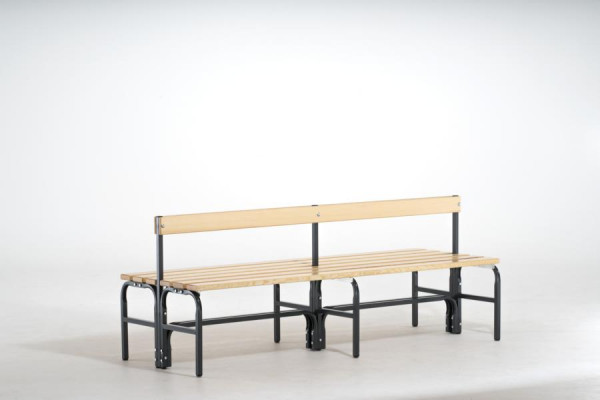 SYPRO Doppel-Sitzbank mit Rückenlehne (Typ G) 200, Stahl/ Holz, anthrazit, 131350