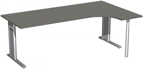 geramöbel PC-Schreibtisch rechts starr, C Fuß Blende optional, 2000x1200x720, Graphit/Silber, N-648317-GS