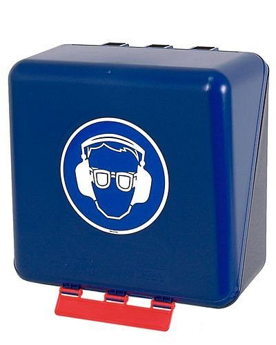 DENIOS Midibox zur Aufbewahrung von Augen- / Gehörschutz, blau, 116486