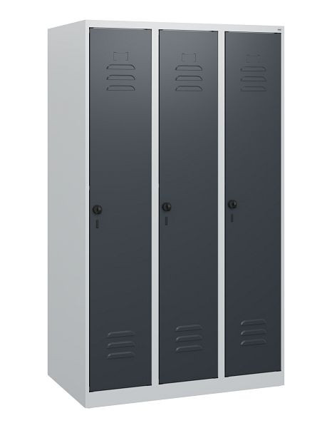 C+P Umkleidespind Classic PLUS, 3 Abteile, 1530x900x500mm, 7035/7016, Drehriegel, 0800005-30 S10029