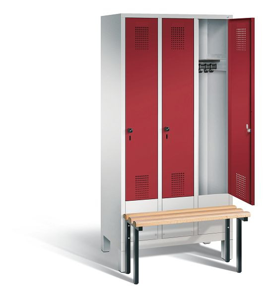 C+P Garderobenschrank Evolo, H1850xB900xT815mm, Farbe: Lichtgrau / Rubinrot, 48030-30 S10019