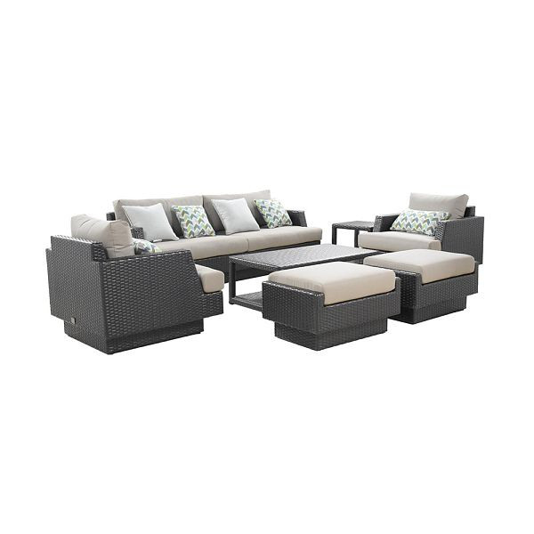 HOME DELUXE Rattanlounge MALIBU inklusive Abdeckung – Anthrazit, 51846
