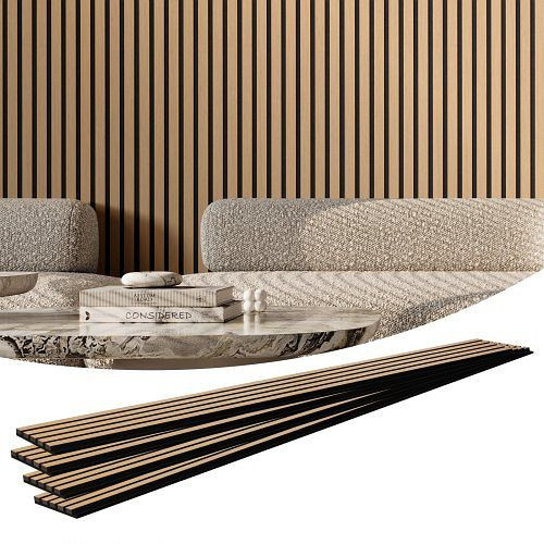 VEVOR Akustikpaneele, 2400 x 200 mm, MDF-Holzwandpaneele, Geräuschreduzierung, helle Eiche, 4er-Set, FHXWBTQBQXMLJP625V0