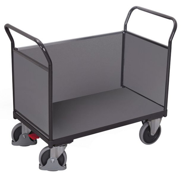 VARIOfit Dreiwandwagen mit Holz, Ladefläche: 1.000 x 675 mm, RAL 7016 anthrazitgrau, sw-700.302/AG