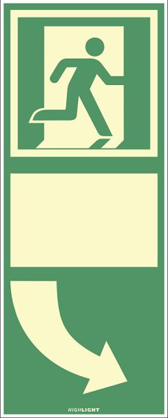 Moedel Türgriffhinterlegung rechts, ISO 7010, Kunststoff, nachleuchtend, 160-mcd, 100x250 mm, 61057