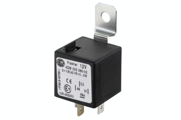 HELLA Blinkgeber, 12V, 4-polig, Anbau, elektronisch, mit Halter, 4DM 003 360-021