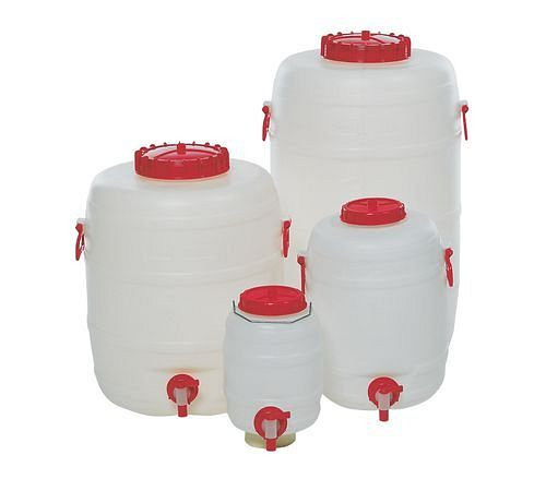 DENIOS Kunststoff-Fass mit Auslaufhahn, 10 Liter Volumen, 117934