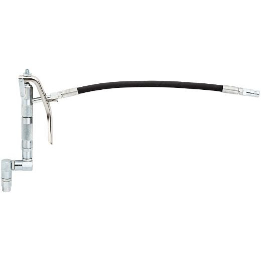 ELMAG Schmierfettpistole mit flexiblen Rohr, IG 1/4' Dreifach-Drehgelenk, inkl. 4-Backen-Schmierkopf, 33172