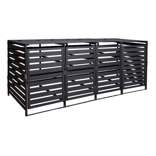 Mendler XL 4er-/8er-Mülltonnenverkleidung HWC-H62, Mülltonnenbox, erweiterbar 110x65x93cm Massiv-Holz, anthrazit, 73713+2x73714