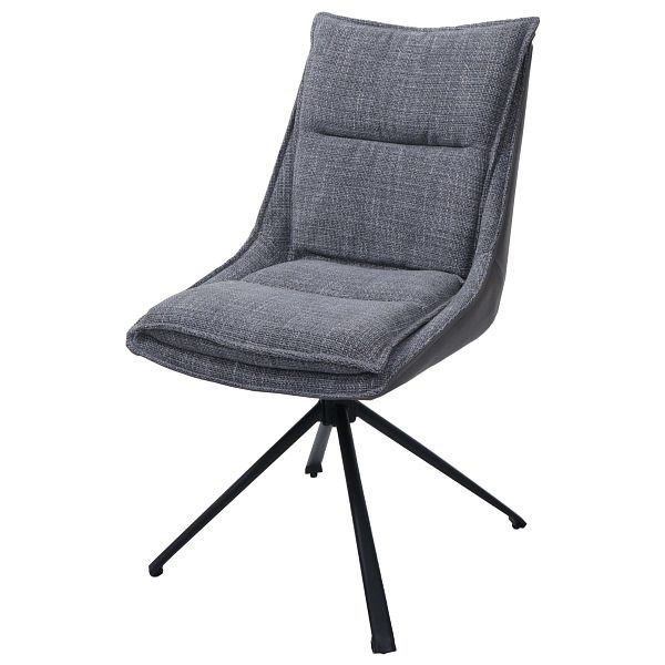Mendler Esszimmerstuhl HWC-N71, Küchenstuhl, drehbar Auto-Return, Stoff/Textil (420g/m²) Öko-Tex, grau, 108453