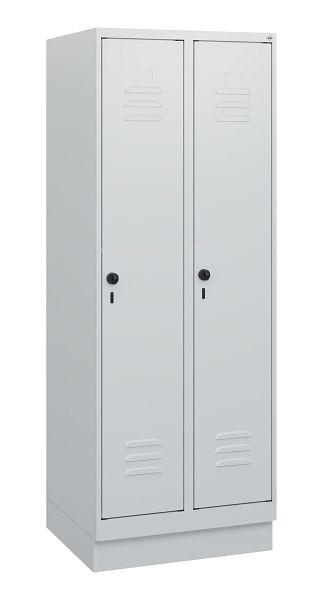 C+P Umkleidespind Classic PLUS, Sockel, 2 Abteile, 1630x600x500mm, 7035/7035, Drehriegel, 0800205-20 S10009