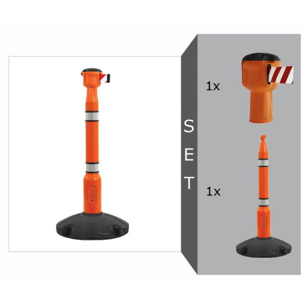 Stein HGS Absperrsystem Komplett-Set 'Skipper' mit Absperrpfosten 'Skipper', schwarz/gelb schraffiert, 31863