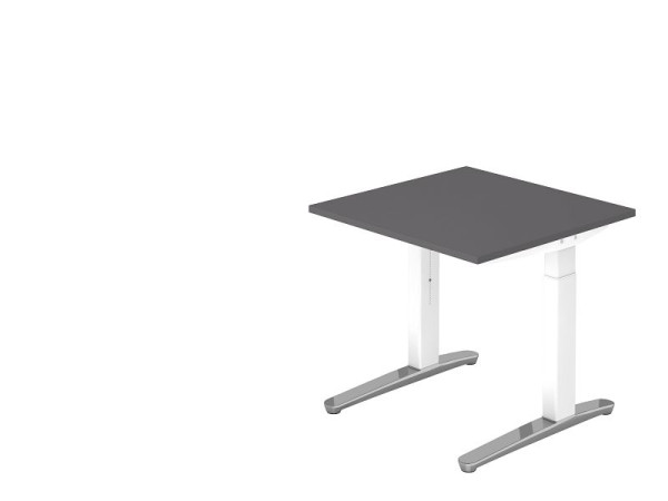 Hammerbacher Schreibtisch C-Fuß 80x80cm Graphit/Weiß/Alu poliert, VXB08/G/WC