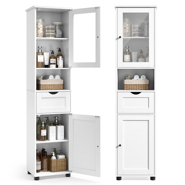 SONGMICS Lagerschrank, Weiß, 40x30x165 cm, BBK163W01