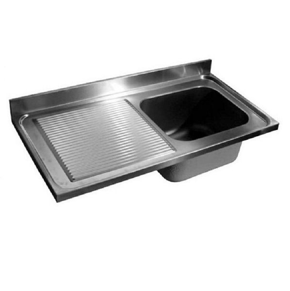 Gastro-Inox Arbeitsplatte für Spülbecken R Edelstahl AISI 304, 1400x700x40mm, 305.364